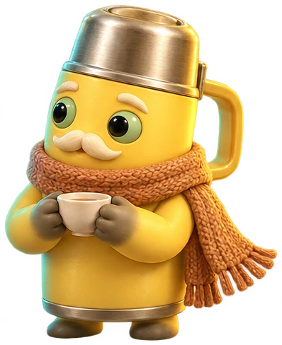 围着旧围巾的保温壶奶奶